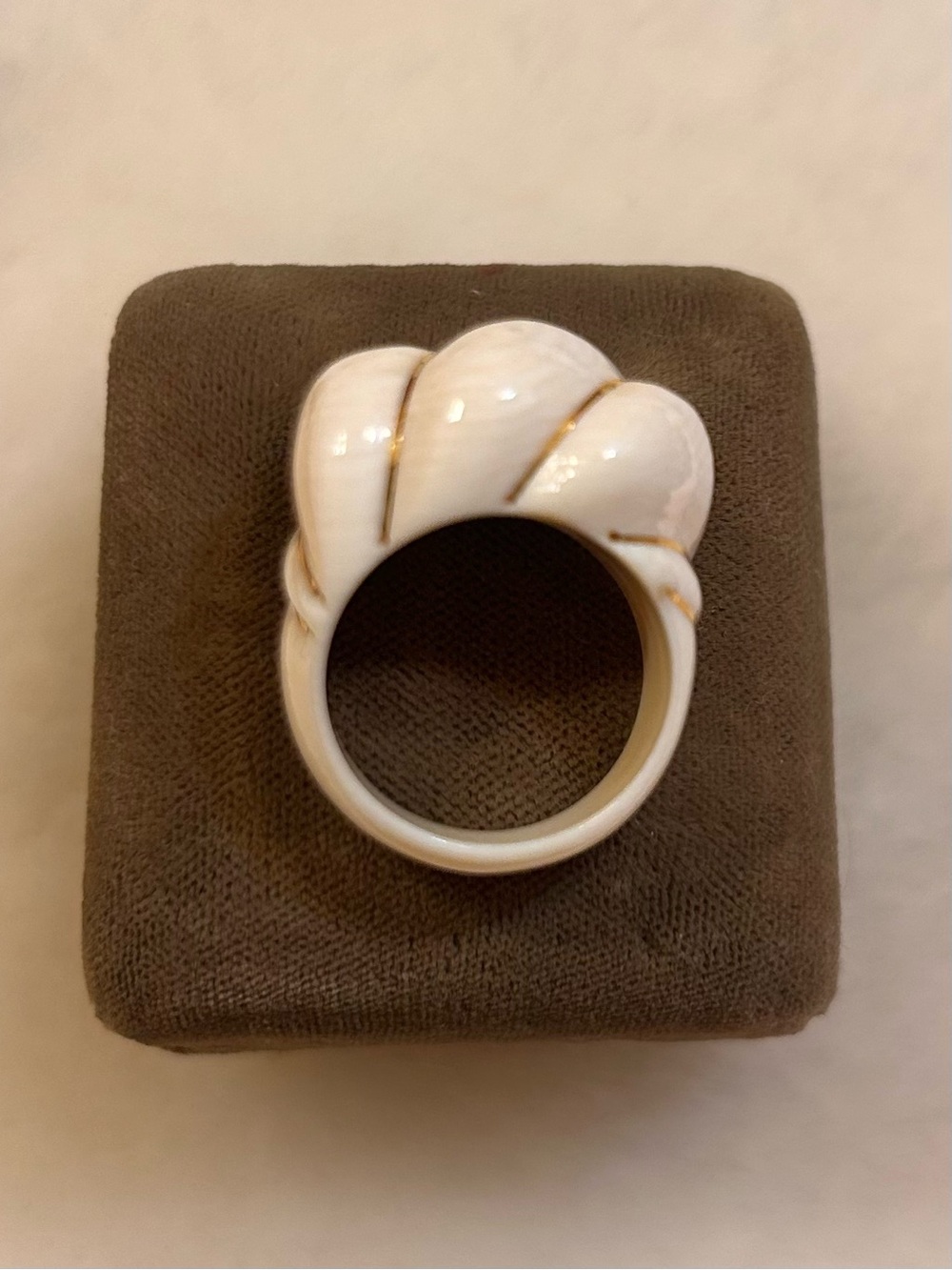14k gold carved bone ring
